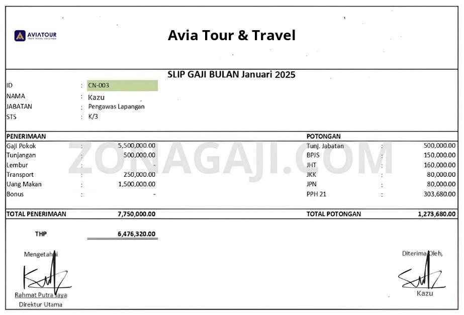 Slip Gaji Avia Tour & Travel