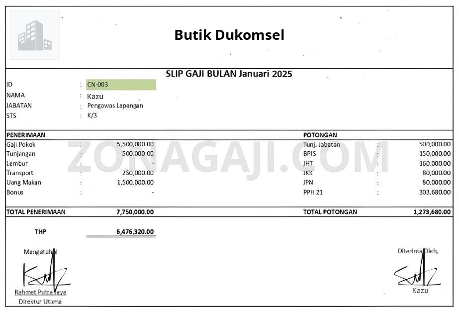 Slip Gaji Butik Dukomsel