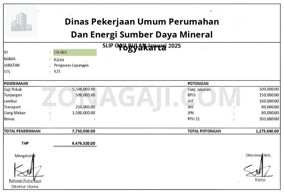 Slip Gaji Dinas Pekerjaan Umum Perumahan Dan Energi Sumber Daya Mineral Yogyakarta