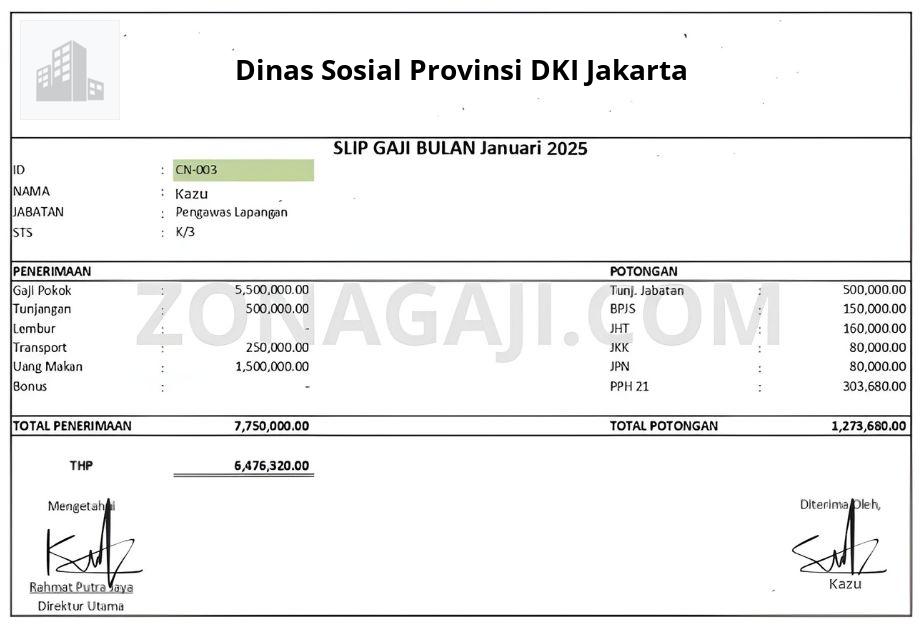 Slip Gaji Dinas Sosial Provinsi DKI Jakarta
