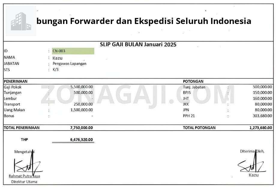 Slip Gaji Gabungan Forwarder dan Ekspedisi Seluruh Indonesia