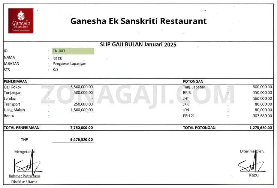 Slip Gaji Ganesha Ek Sanskriti Restaurant