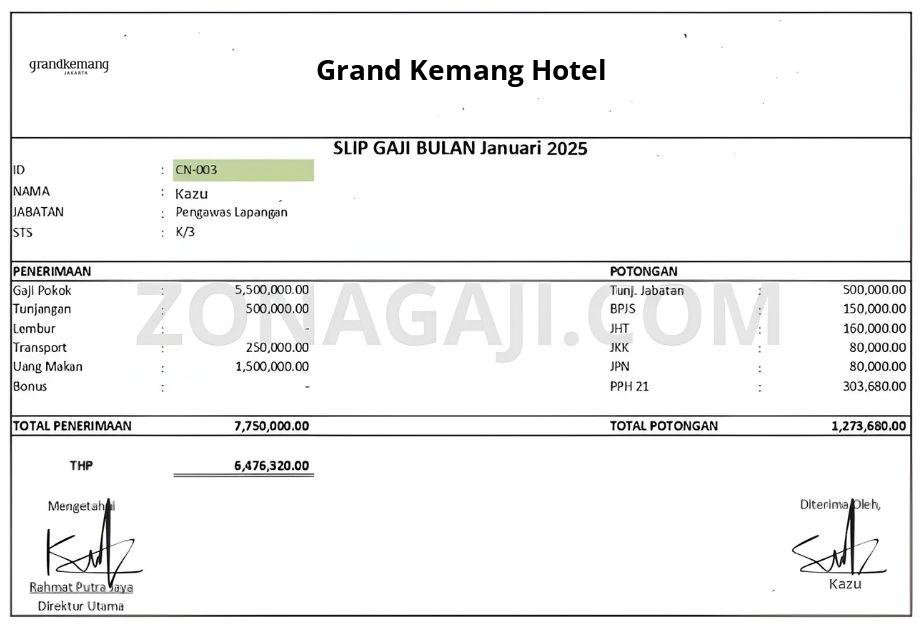 Slip Gaji Grand Kemang Hotel