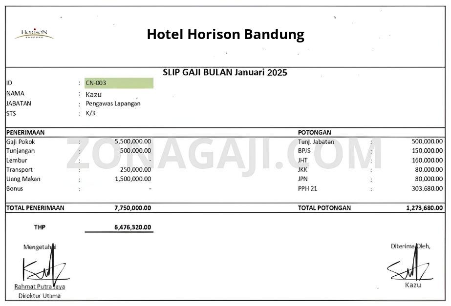 Slip Gaji Hotel Horison Bandung