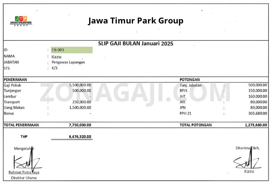 Slip Gaji Jawa Timur Park Group