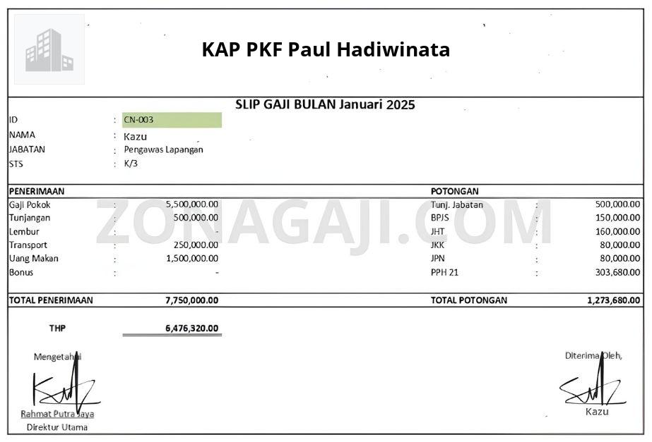 Slip Gaji KAP PKF Paul Hadiwinata