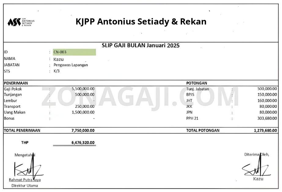 Slip Gaji KJPP Antonius Setiady & Rekan