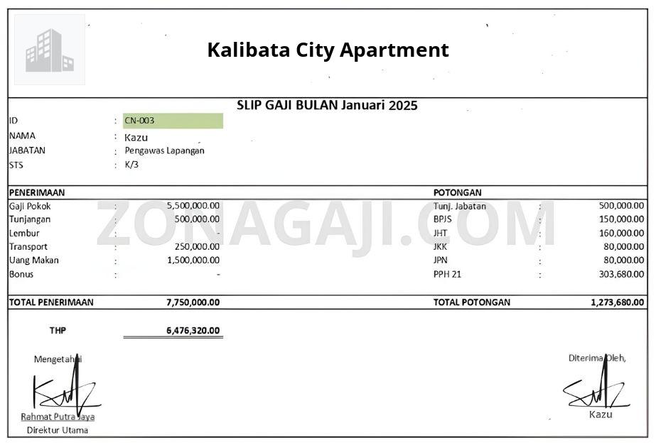 Slip Gaji Kalibata City Apartment