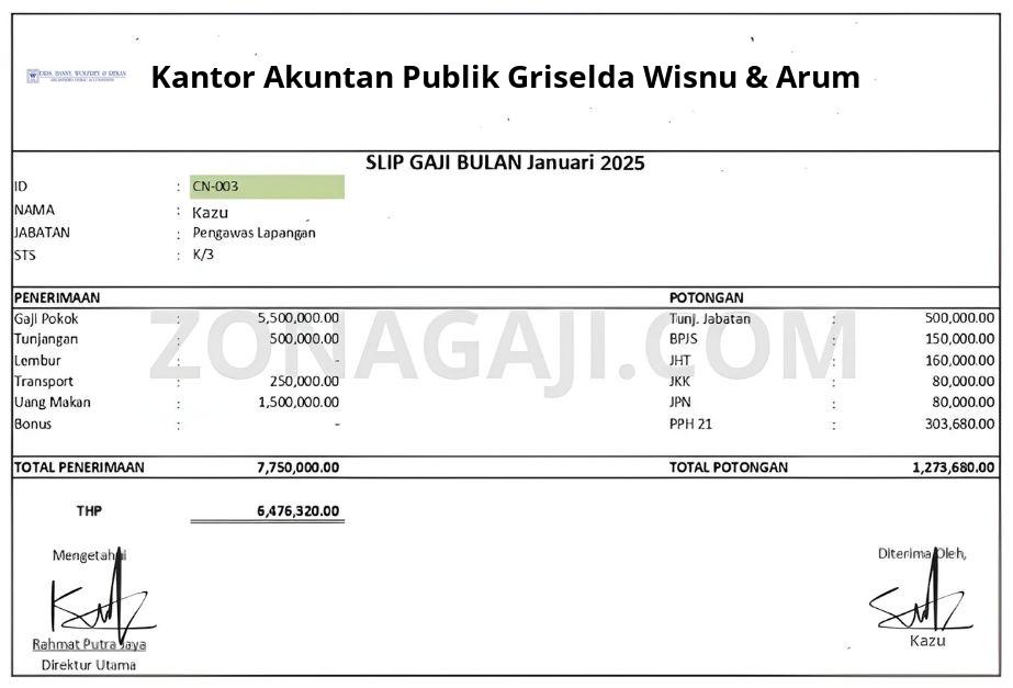 Slip Gaji Kantor Akuntan Publik Griselda Wisnu & Arum