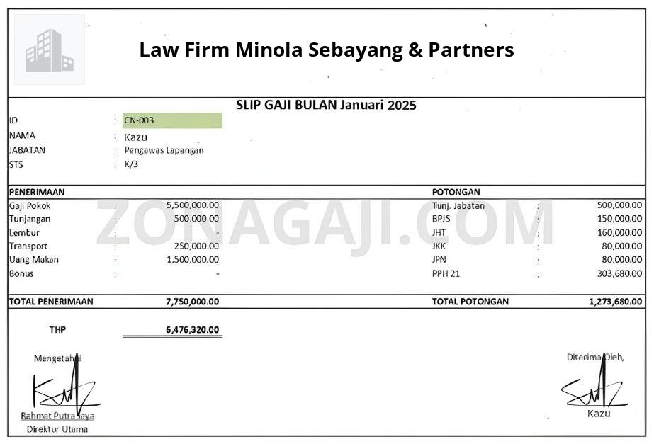 Slip Gaji Law Firm Minola Sebayang & Partners