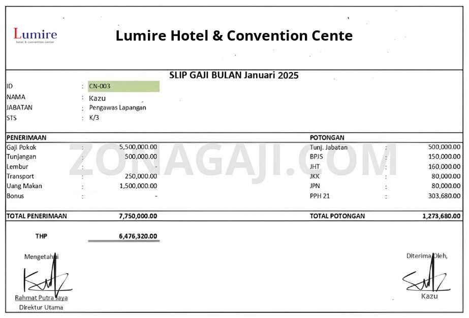 Slip Gaji Lumire Hotel & Convention Cente