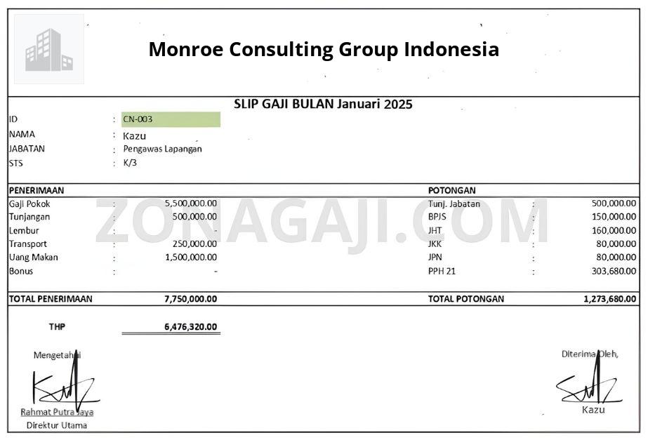 Slip Gaji Monroe Consulting Group Indonesia
