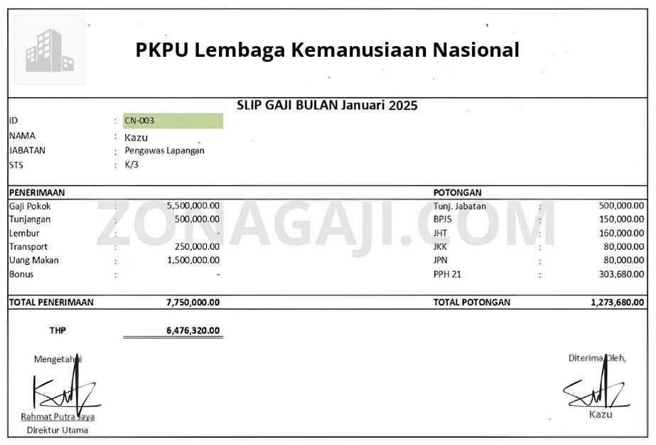 Slip Gaji PKPU Lembaga Kemanusiaan Nasional
