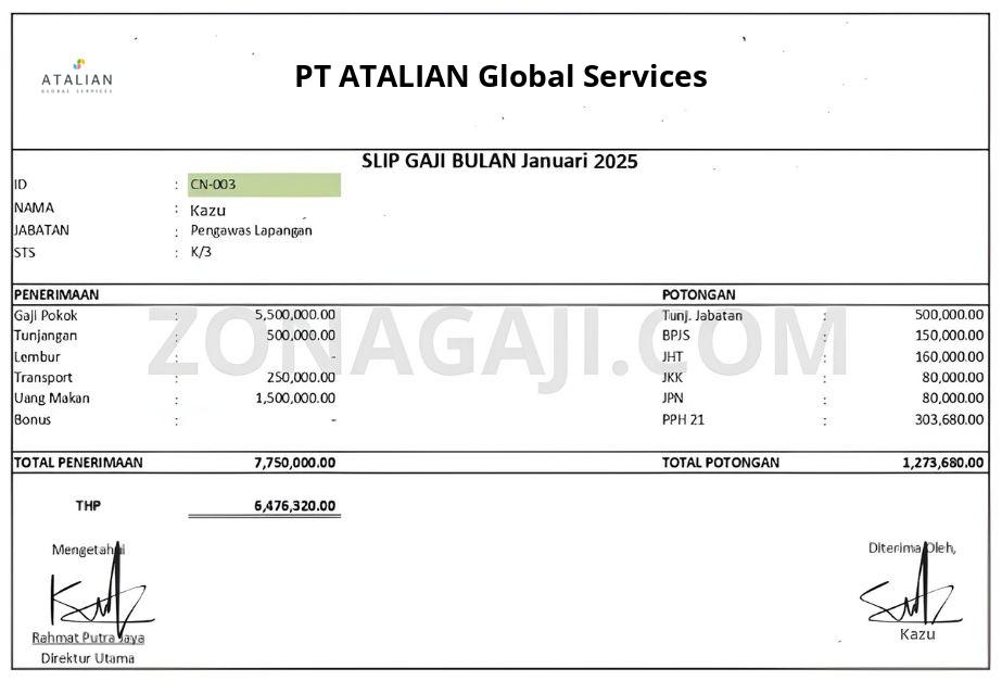 Slip Gaji PT ATALIAN Global Services