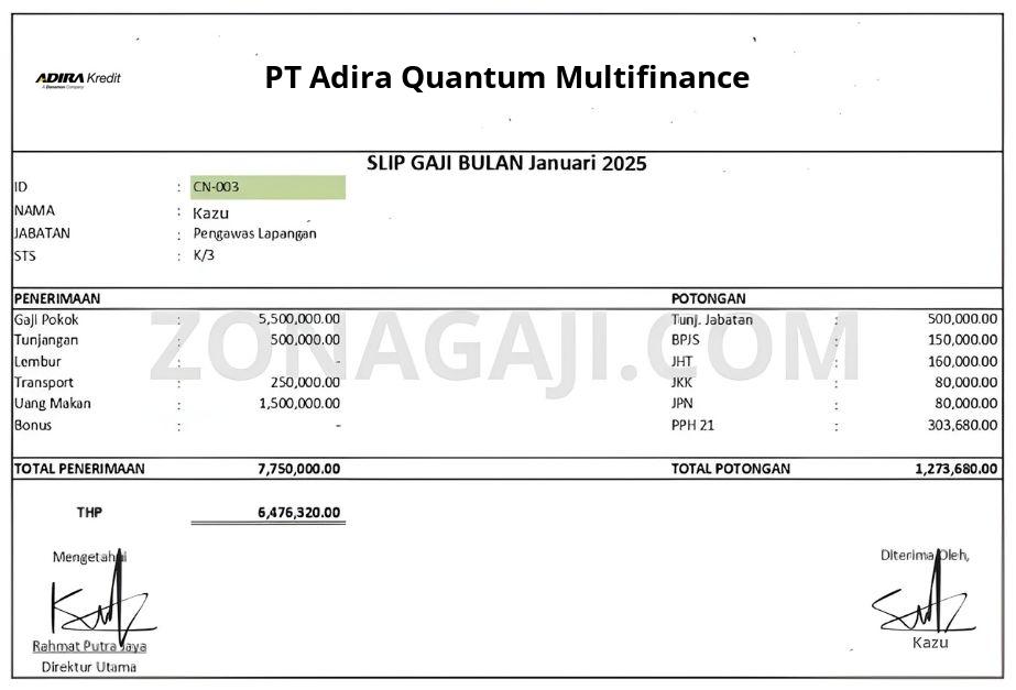 Slip Gaji PT Adira Quantum Multifinance
