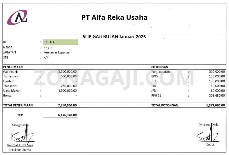 Slip Gaji PT Alfa Reka Usaha