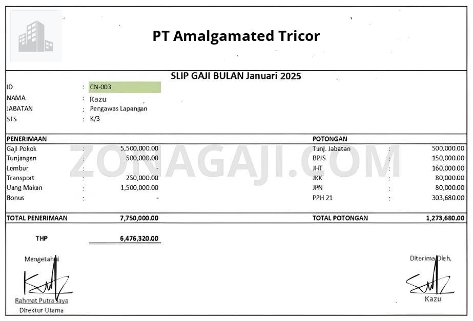 Slip Gaji PT Amalgamated Tricor