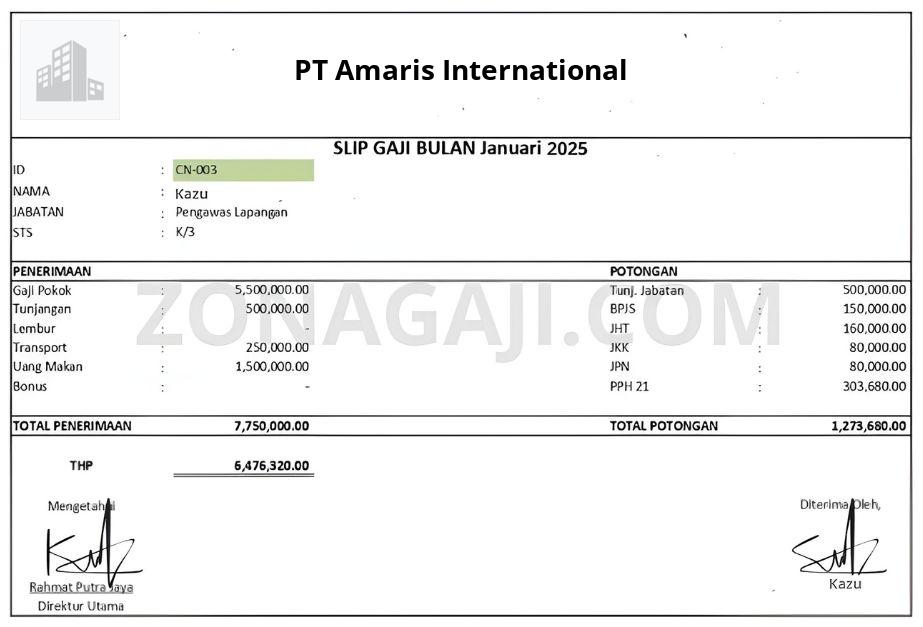 Slip Gaji PT Amaris International