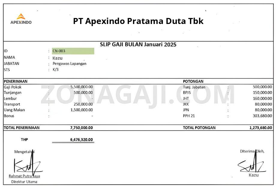 Slip Gaji PT Apexindo Pratama Duta Tbk