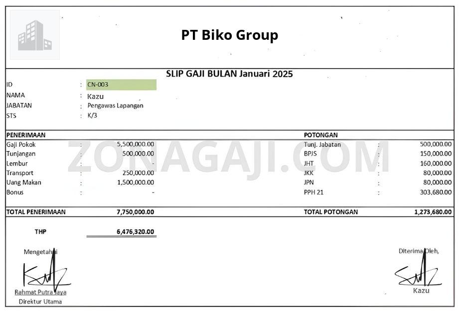 Slip Gaji PT Biko Group