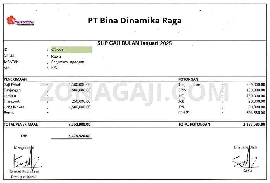 Slip Gaji PT Bina Dinamika Raga