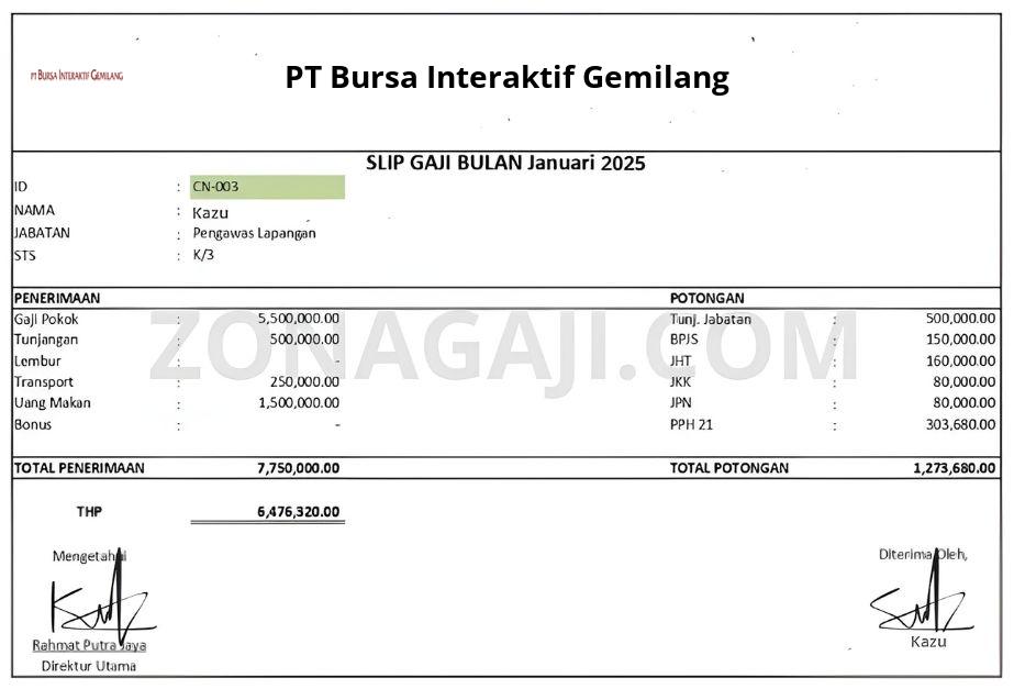 Slip Gaji PT Bursa Interaktif Gemilang
