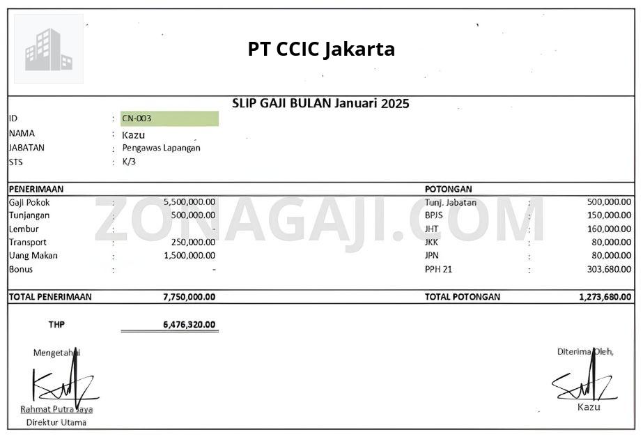 Slip Gaji PT CCIC Jakarta