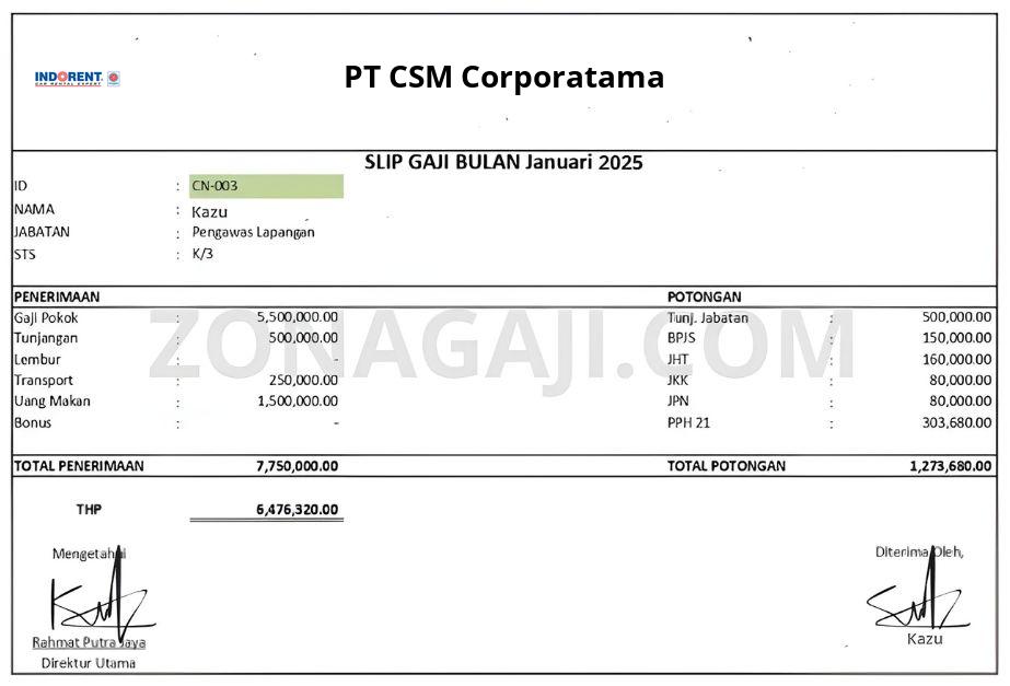 Slip Gaji PT CSM Corporatama