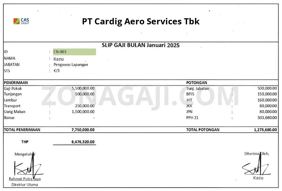 Slip Gaji PT Cardig Aero Services Tbk