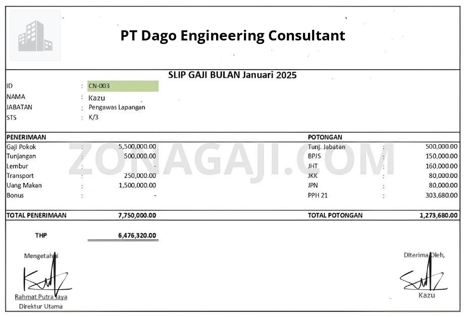 Slip Gaji PT Dago Engineering Consultant