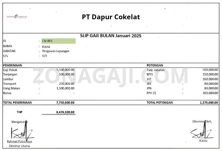 Slip Gaji PT Dapur Cokelat