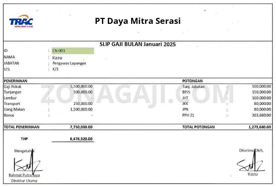 Slip Gaji PT Daya Mitra Serasi