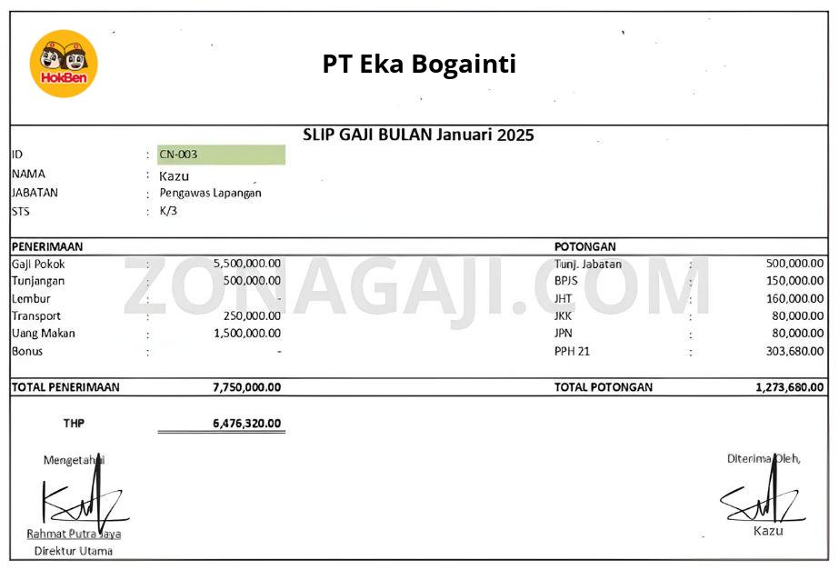 Slip Gaji PT Eka Bogainti