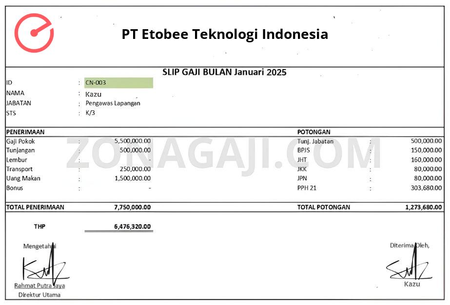 Slip Gaji PT Etobee Teknologi Indonesia