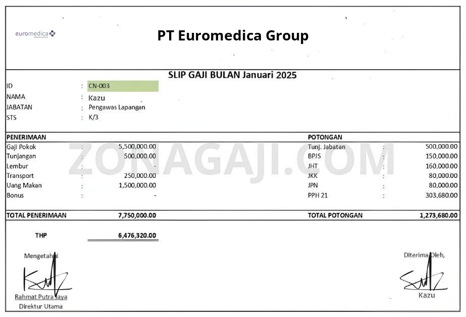 Slip Gaji PT Euromedica Group