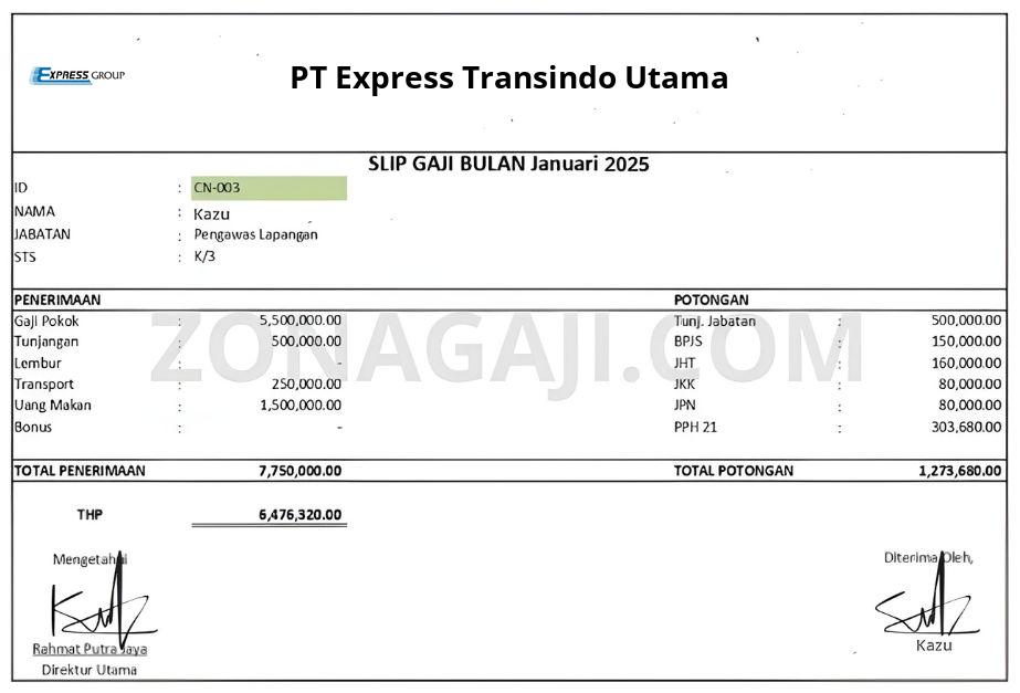 Slip Gaji PT Express Transindo Utama