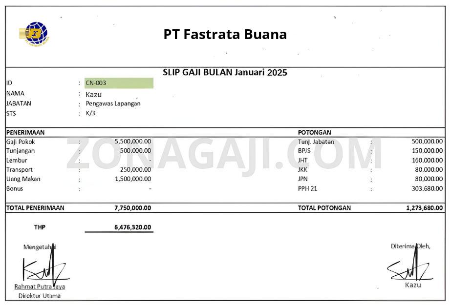 Slip Gaji PT Fastrata Buana