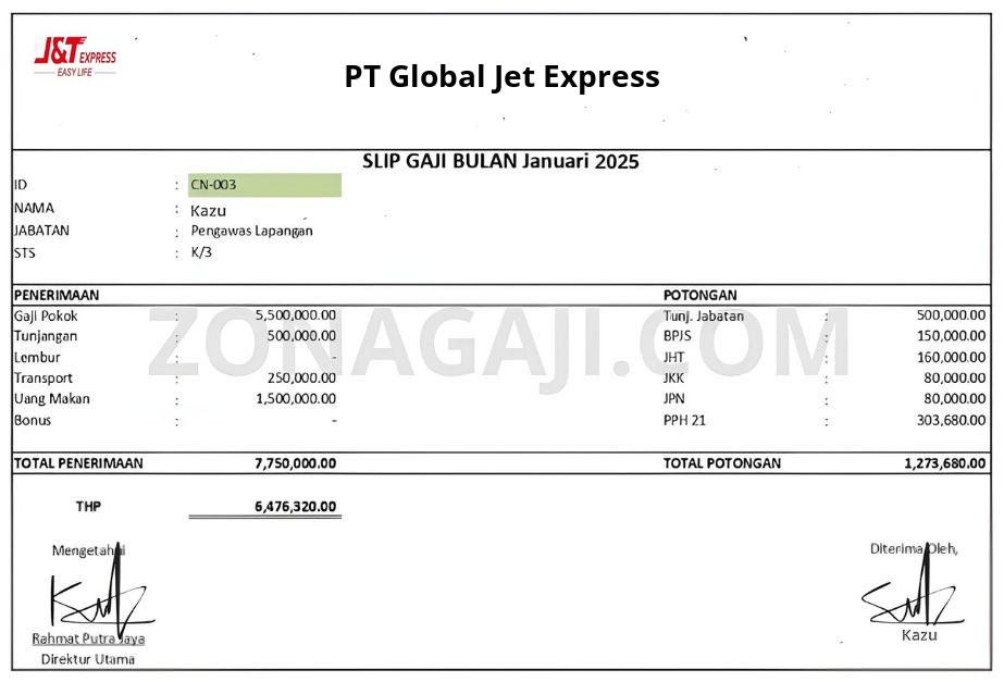 Slip Gaji PT Global Jet Express