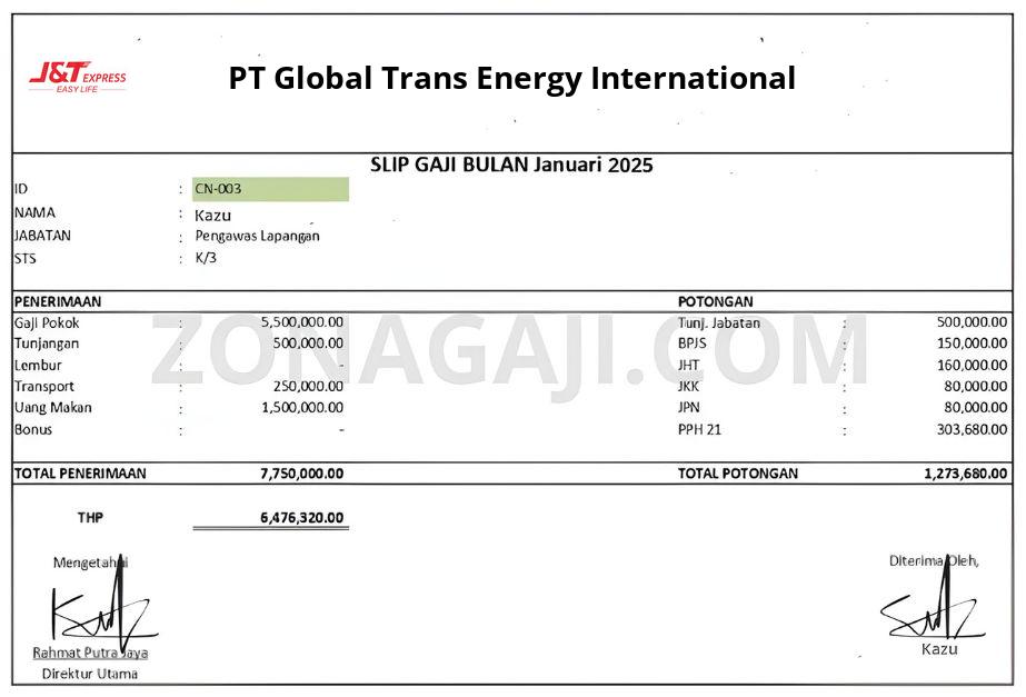 Slip Gaji PT Global Trans Energy International
