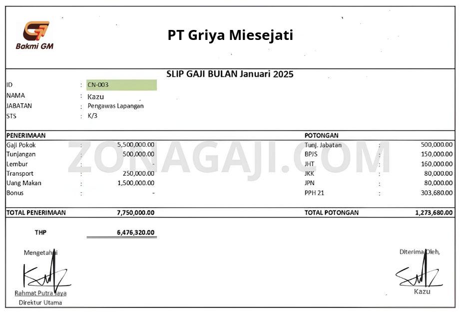 Slip Gaji PT Griya Miesejati