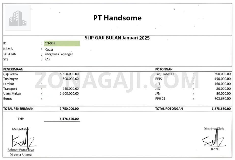 Gaji PT Handsome