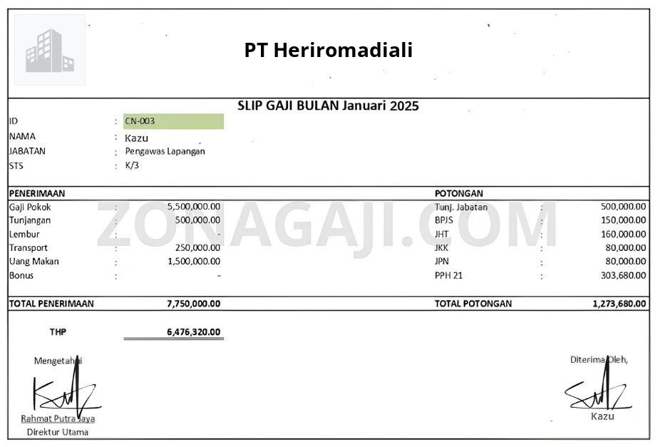 Gaji PT Heriromadiali