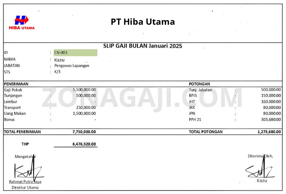 Slip Gaji PT Hiba Utama