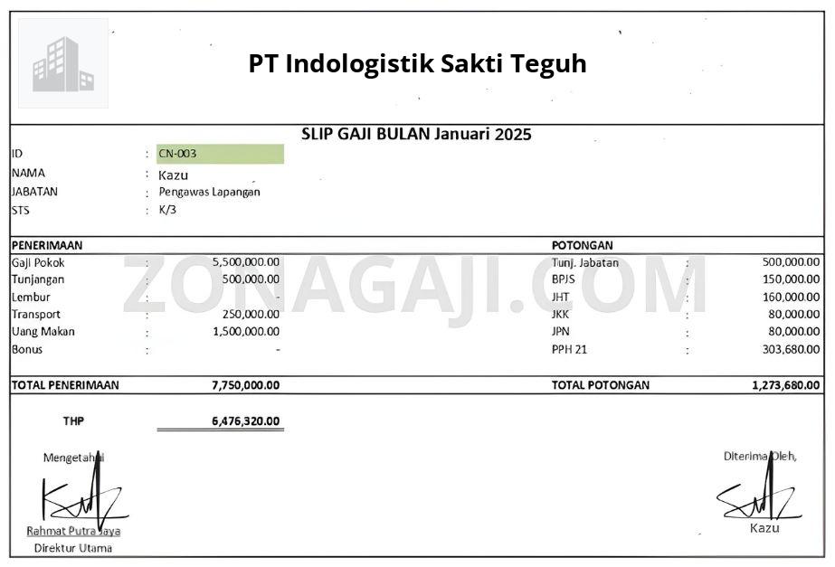 Slip Gaji PT Indologistik Sakti Teguh