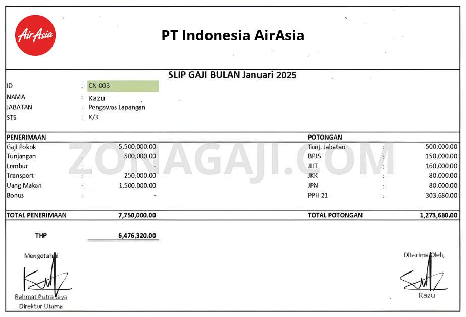 Slip Gaji PT Indonesia AirAsia