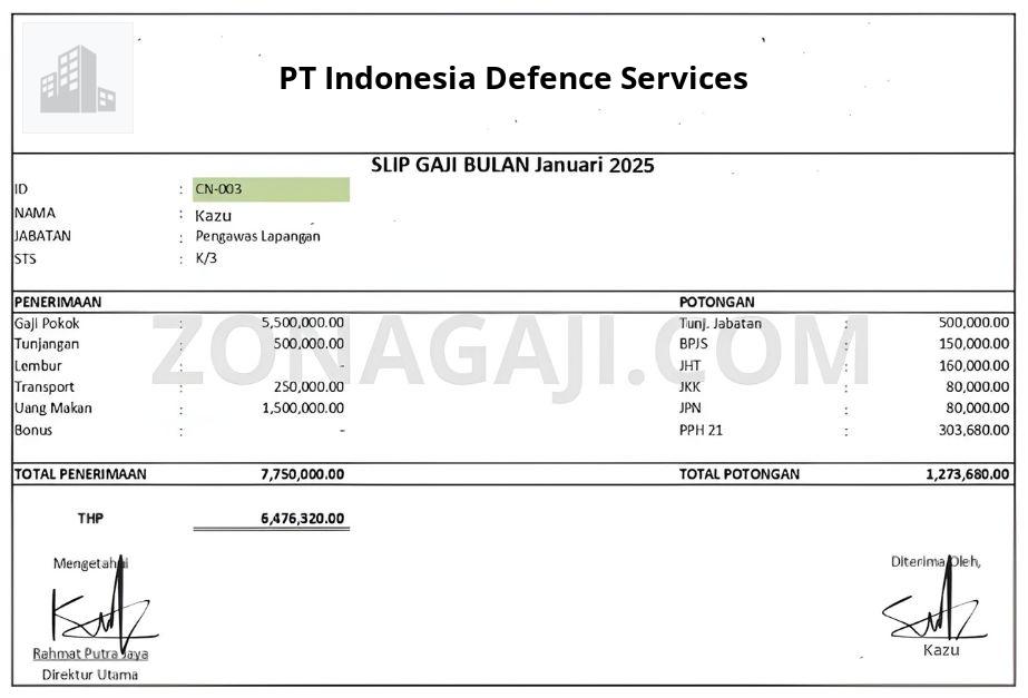 Slip Gaji PT Indonesia Defence Services