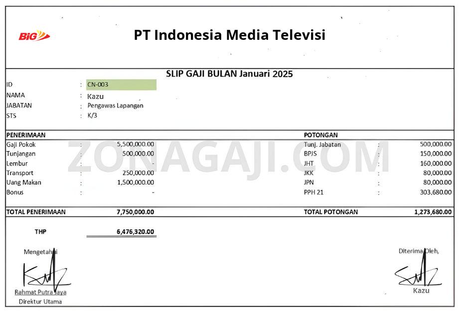 Slip Gaji PT Indonesia Media Televisi