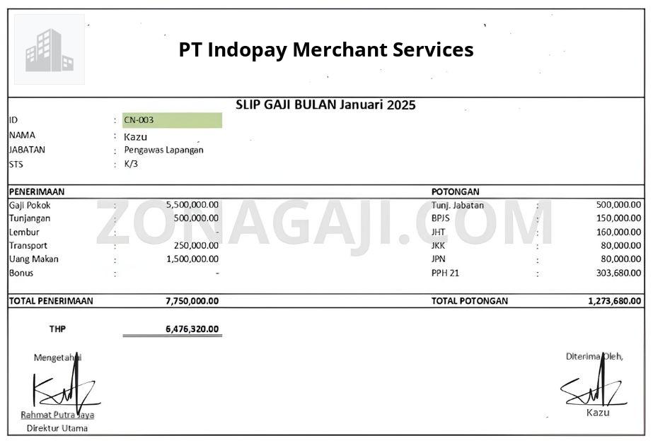 Slip Gaji PT Indopay Merchant Services