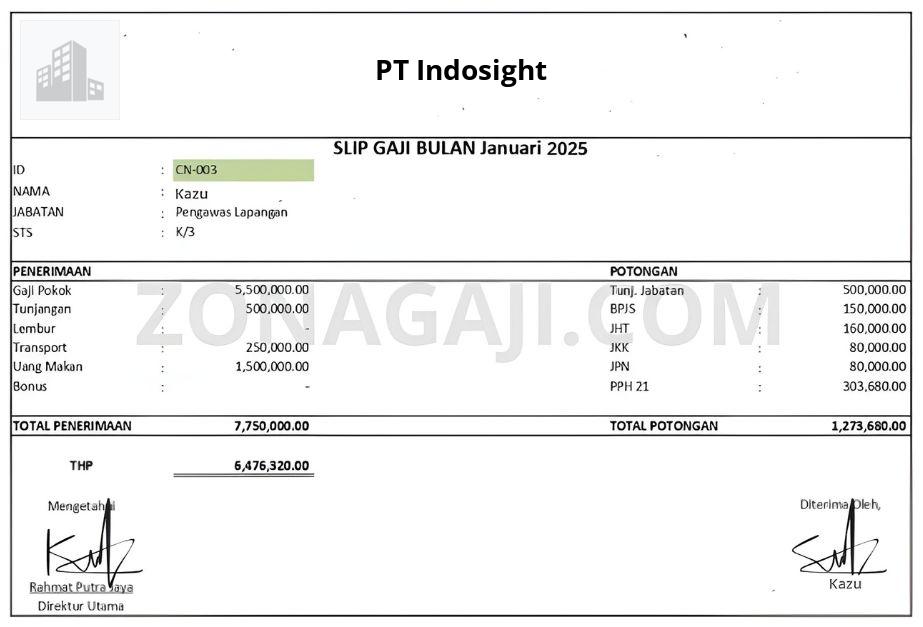 Slip Gaji PT Indosight