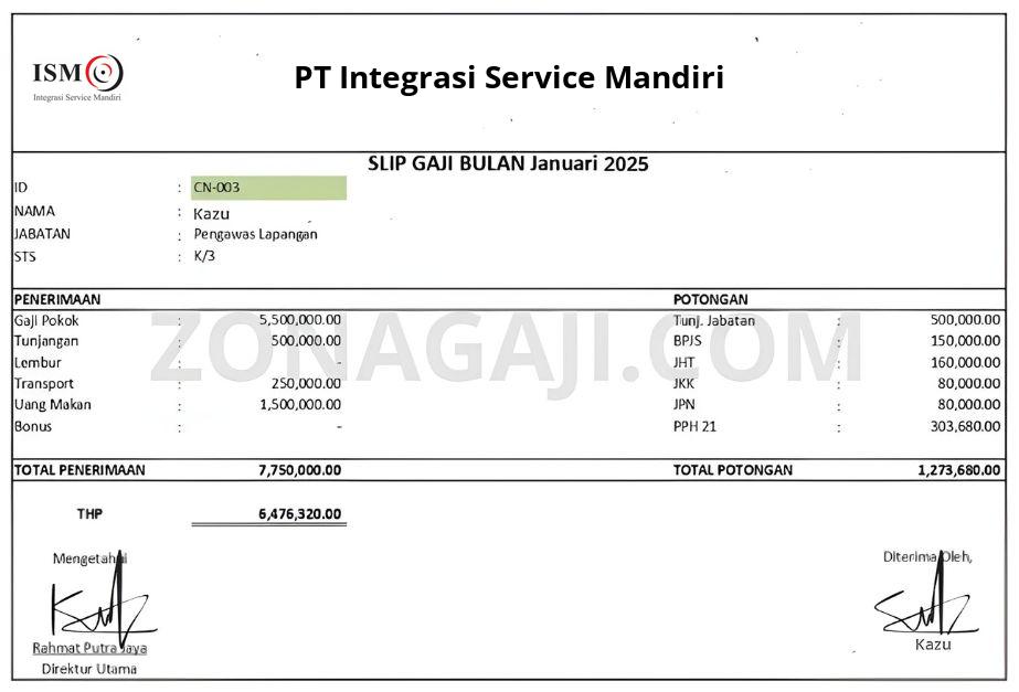 Slip Gaji PT Integrasi Service Mandiri
